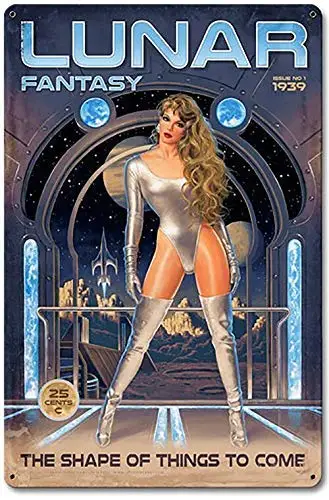 

Lunar Fantasy Pinup Girl Metal Tin Signs 8 x 12 Inch Wall Decor Sign Plaque Poster for Garage Indoor Coffee Shop Novelty