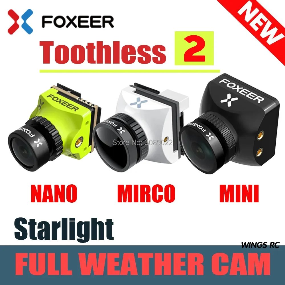 

Mini / Micro / Nano Toothless 2 1.7mm 1200TVL PAL/NTSC 4:3/16:9 Switchable Starlight FPV Camera Super HDR For FPV Drone