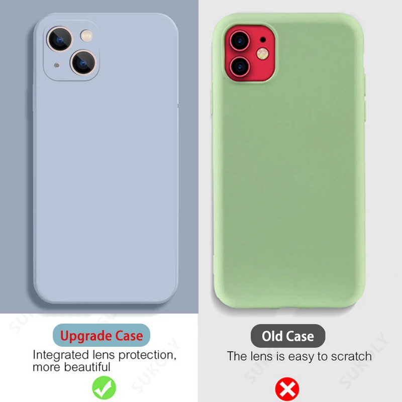 Soft Liquid Silicone Case For iPhone 13 12 11 14 Pro X XR XS Max Original Color Cover For iPhone 12 13 MIni 7 8 Plus SE 2 Shell