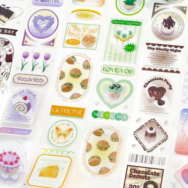 

Dessert Shop Series Transparent PET Tape Decor Scrapbooking Aesthetic Sketchbook Laptop Phone Accessories Diary Collage Material