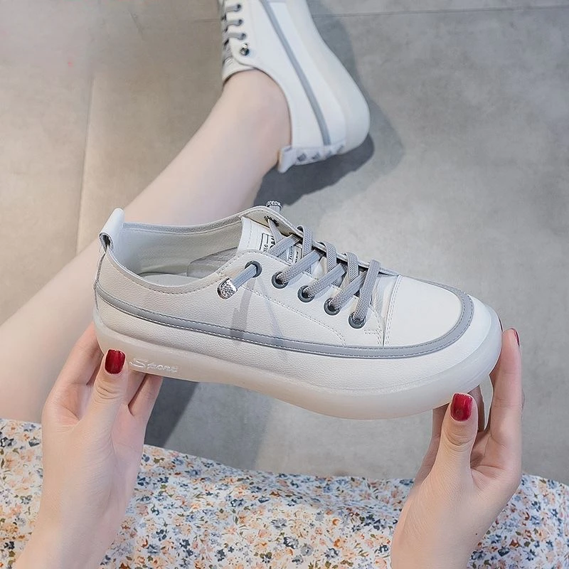 

Women Sneakers Loafers Spring New Fashion Casual White Shoes Women Flat Lace Up Large Size 41 42 Nurse Shoes Women
