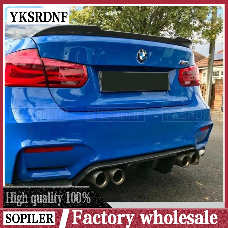 Автомобильный спойлер из натурального углеродного волокна для багажника, крыло для BMW F30 F35 3 серии Sedan & F80 M3 2013-2018 CS Style, задний спойлер, губа