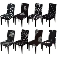 black color chair cover stretch universal dining seat covers printed chair covers for kitchen living room santa home decoration