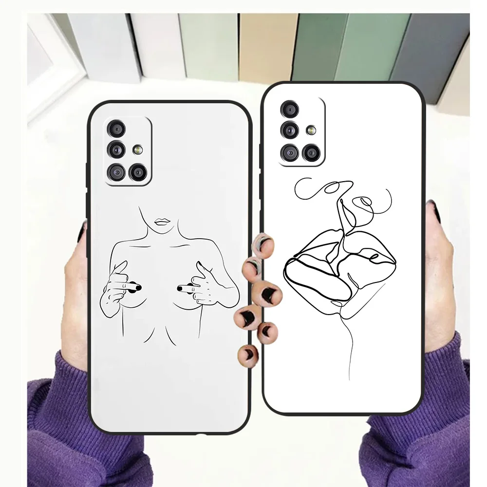 

Kiss More Often Line Drawing Abstract Phone Case Cover For Samsung A13 A22 A32 A52 A72 A51 A71 A21S A31 A41 5G Silicon TPU Shell
