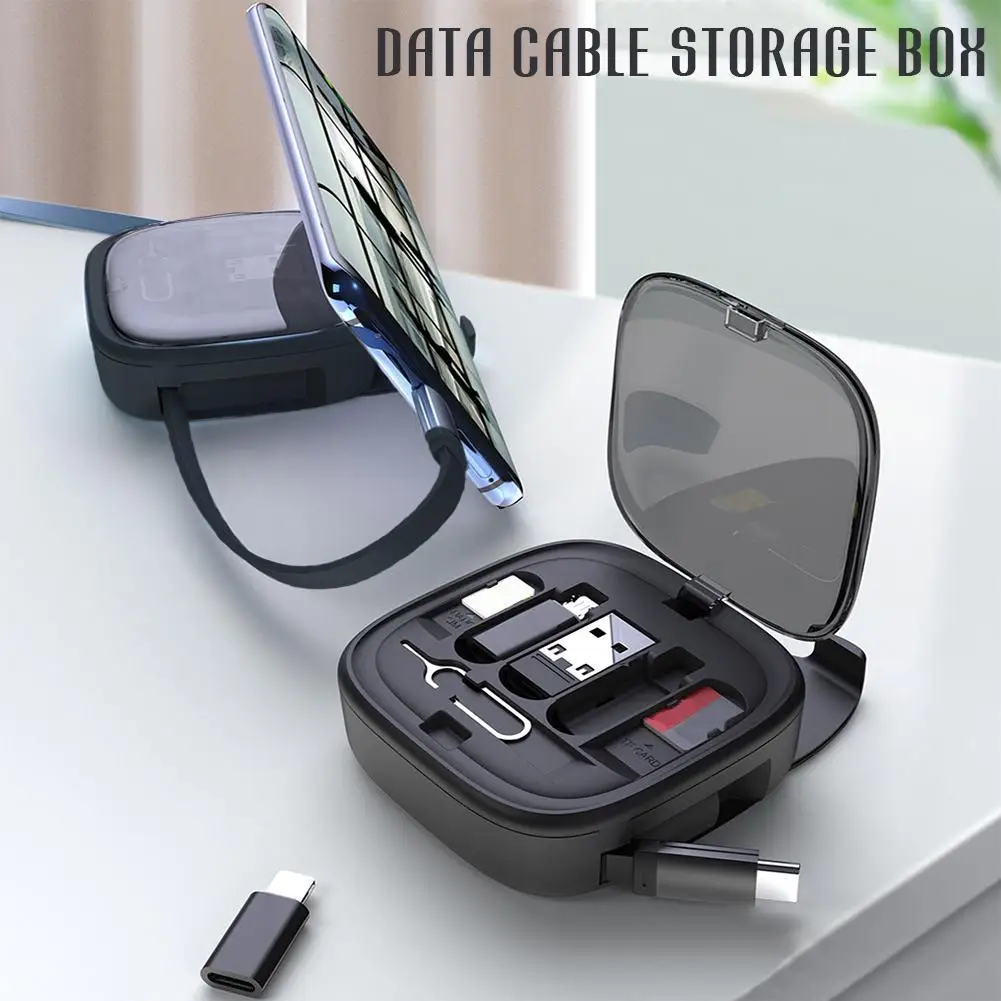 

Multifunctional Fast Charging Data Cable Storage Box 60W Fast Charging 6-in-1 Universal Mobile Phone Holder Adapter Case
