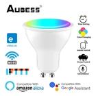 Умсветильник светодиодные лампы AUBESS, лампы с регулируемой яркостью, RGB + CCT, 4 Вт, дистанционное управление, работает с Alexa Google Home