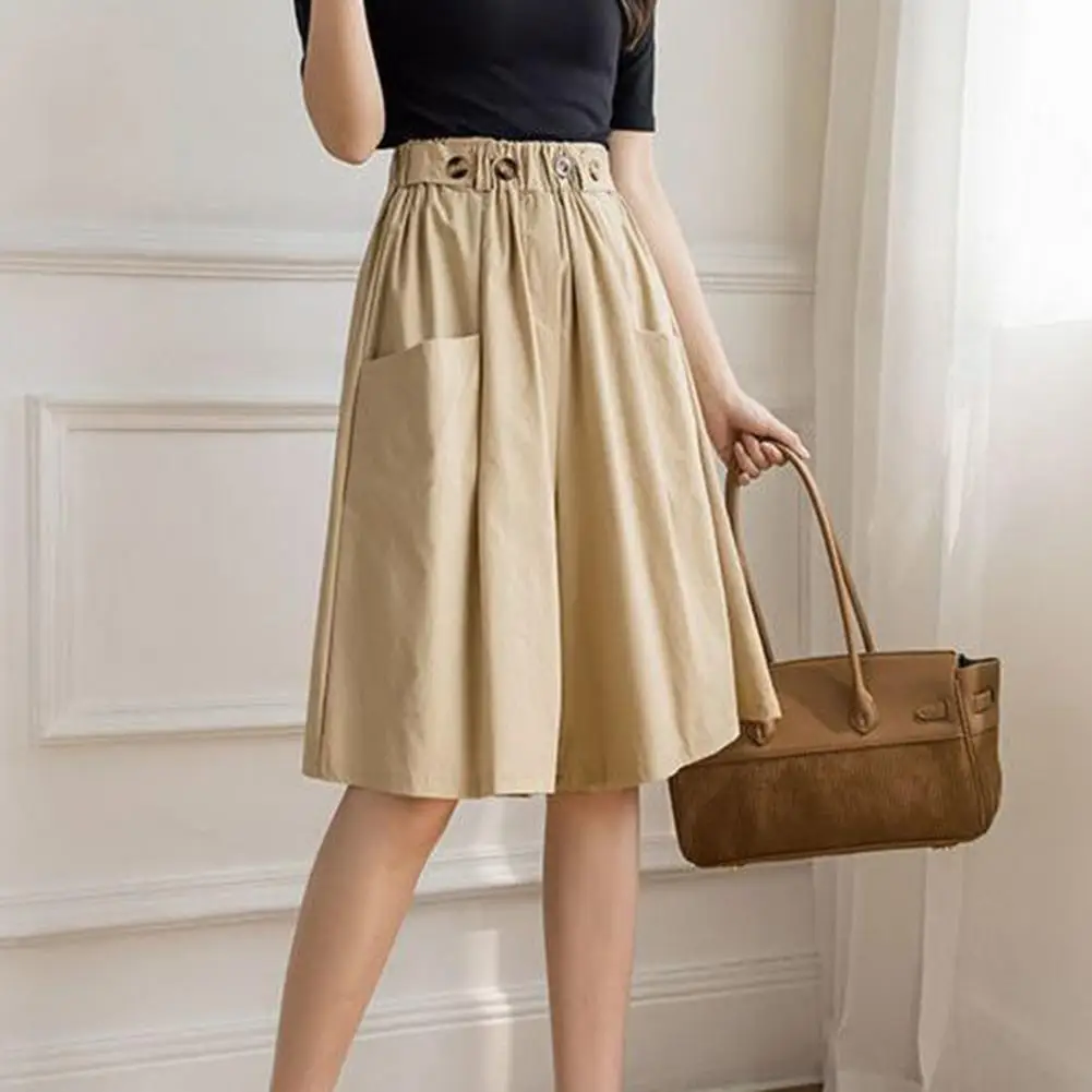 Women's Summer Wide Leg Shorts Fashion Big Pocket Loose Casual Pants