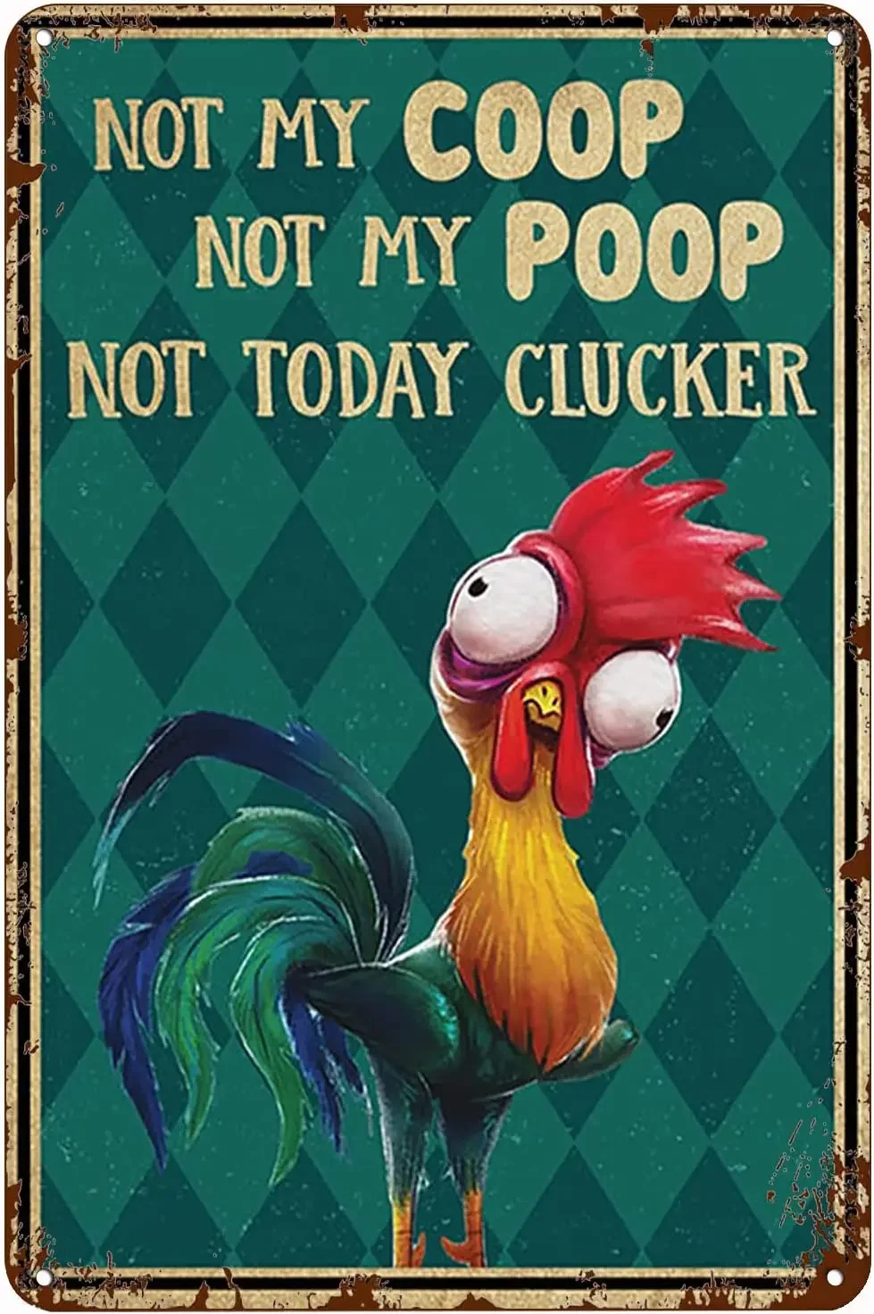 Винтажный жестяной металлический плакат знак забавный курица не мой курятник
