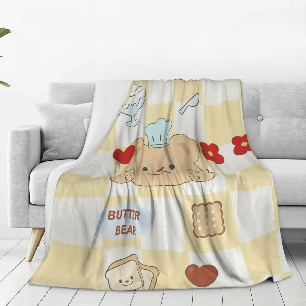 Фланелевое одеяло с головой бабочки мягкое для путешествий на открытом воздухе