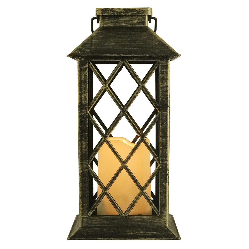 

Landscape Outdoor Garden For Table With Handle Lawn Solar Lantern Pathway LED Candle Flickering Flameless Patio Retro Hanging