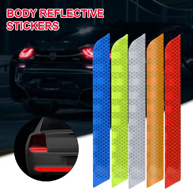 

2Pcs Warning Car Sticker Rear Bumper Reflective Sticker Door Bumper front and rear Sticker Anti-collision Styling Accessories