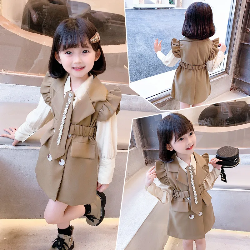 

Kids Clothes Tshirt + Vest Clothing For Girls Solid Color Girls Tracksuit Spring Autumn Kids Tracksuit 6 8 10 12 14