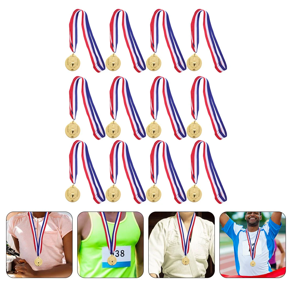 

12pcs Competition Awards Medals Competitions Award Medal Gifts for Sports Competitions Party Favor Golden