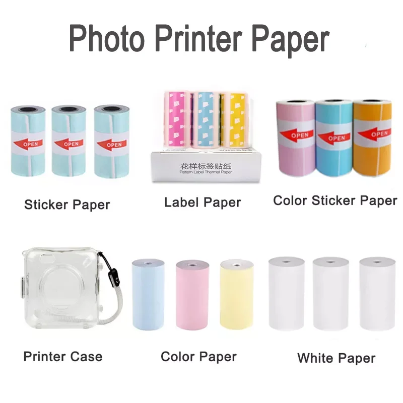 

NEW2023 6 Rolls White Thermal Paper Color Label Paper Transparent Sticker Paper for PeriPage Photo Printer
