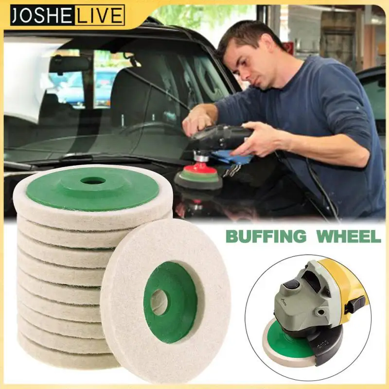 

10pcs 4in Round Wool Felt Discs Polishing Pad Buffing Wheel For Angle Grinder Polishing For Metal Marble Glass Ceramics