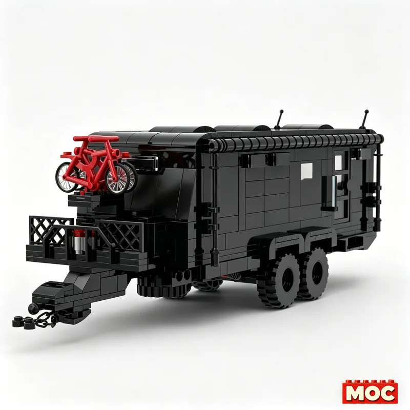 Фото Набор строительных блоков MOC Revive Caravans Bushtamer MK2 Dino Motors T-Rex Super Duty Facelift OffRoad Camper, 1115 деталей, подарок на день рождения №3