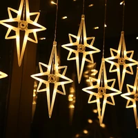 2 5m led north star curtain light 220v eu christmas garland string fairy lights outdoor for window wedding party new year decor