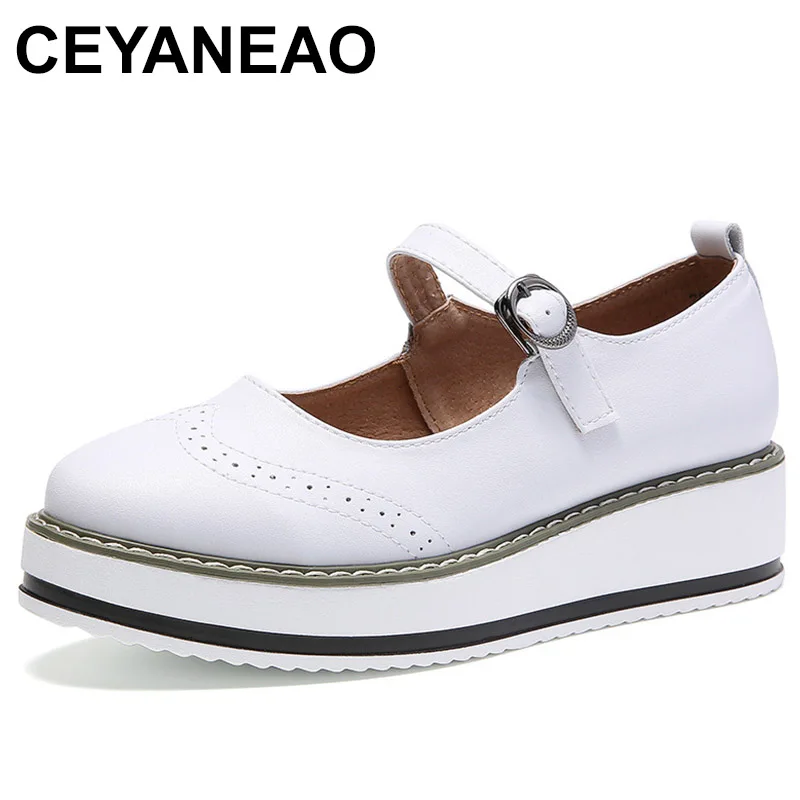 

Autumn Women Platform Shoes Woman Brogue Derby Patent Leather Flats Lace Up Footwear Female Flat Oxford Shoes For Women