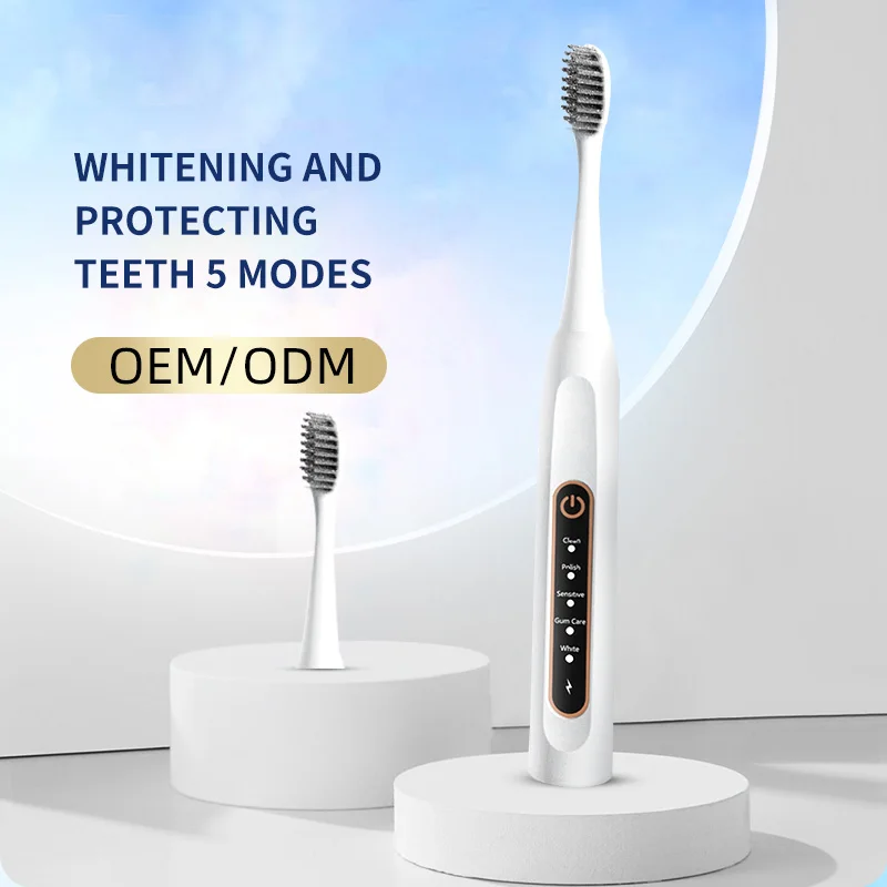 Newest Ultrasonic Electric Toothbrush Rechargeable USB with Base 5 Mode Adults Sonic Toothbrush IPX7 Waterproof