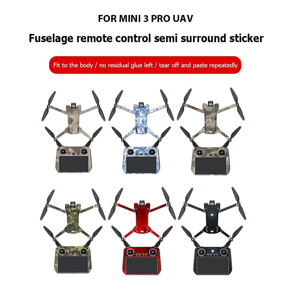 

Drone Body + Remote Controller with Screen Skin Protector Decorative PVC Stickers Kits for DJI Mini 3 Pro Protective Film Decals