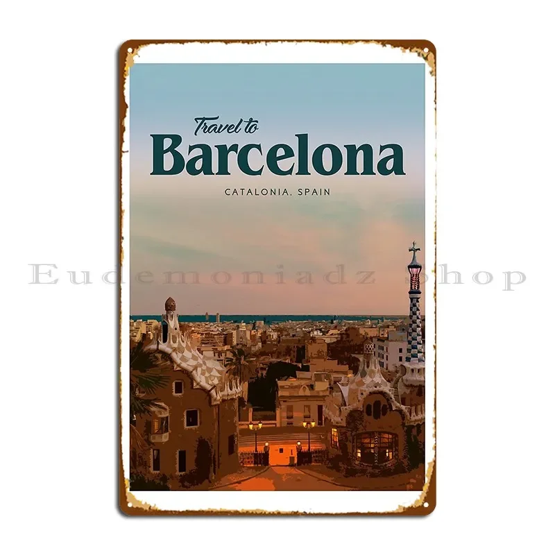 Металлический знак Путешествие в Барселоне Гаражный персонаж Дизайн кинотеатра