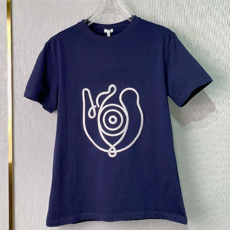 

2022 high quality women's T-shirt fashion logo embroidery devil's eye print women's top temperament short sleeve women's T-shirt