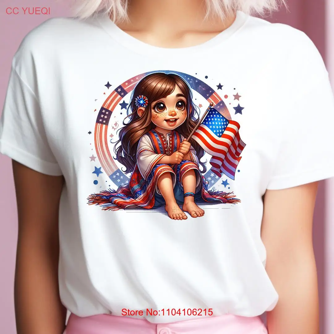 Рубашка для девочек в стиле хиппи футболка на 4 июля подарок патриотический
