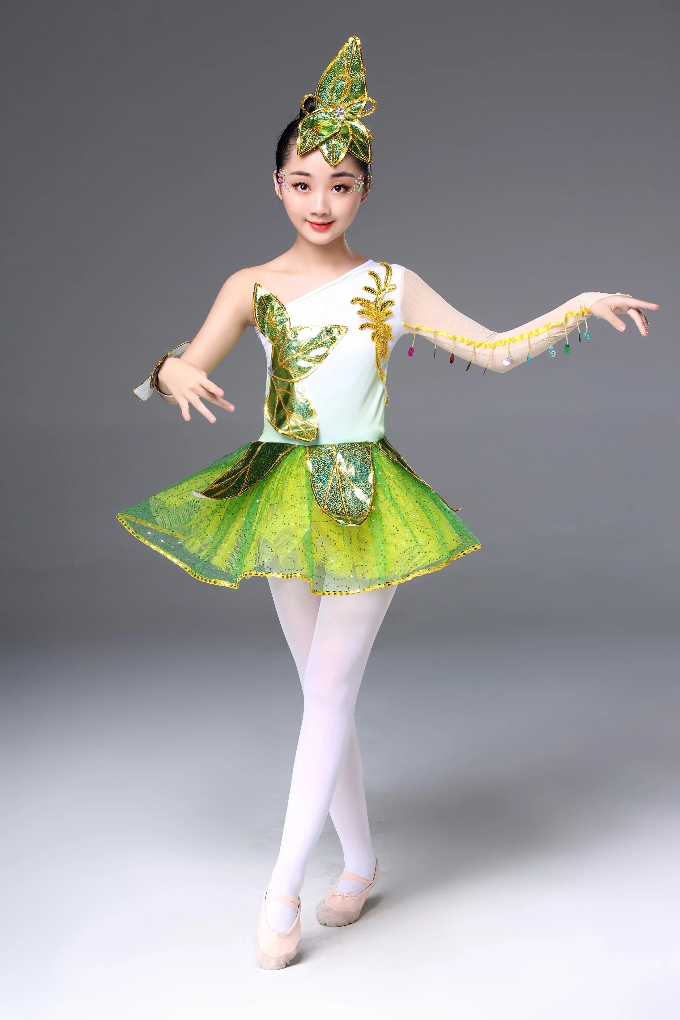 Новинка детское платье для хора на весну рассвет трава танцев жасмина юбка