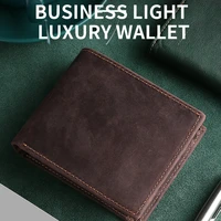 2022 light luxury rfid wallets for men slim bifold genuine leather front pocket wallet with coin pocket business style