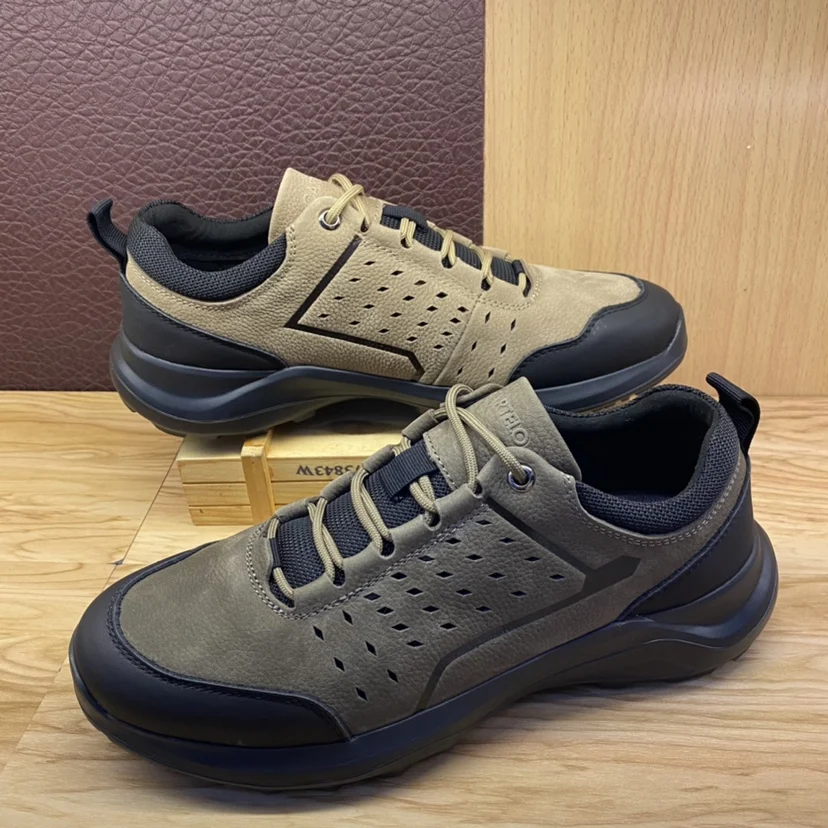 

Мужские повседневные легкие удобные треккинговые туфли из коровьей кожи, Мужская модная Нескользящая Противоударная обувь на толстой подо...