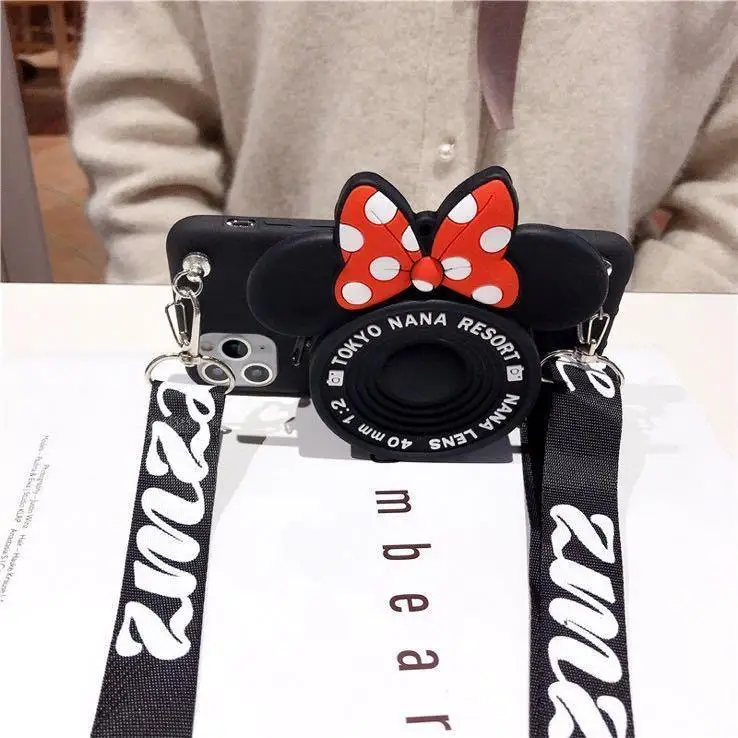 3D Camera Cartoon Coin Bags Soft Silicon Phone Case For iPhone 14 13 12 mini 11 Pro XS Max X 8 7 Plus SE XR Cover With Lanyard