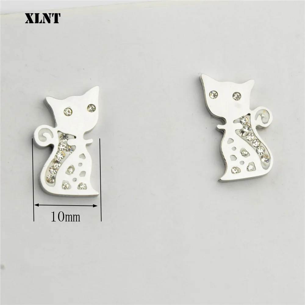 XLNT серьги-гвоздики из нержавеющей стали с изображением животных и кристаллов