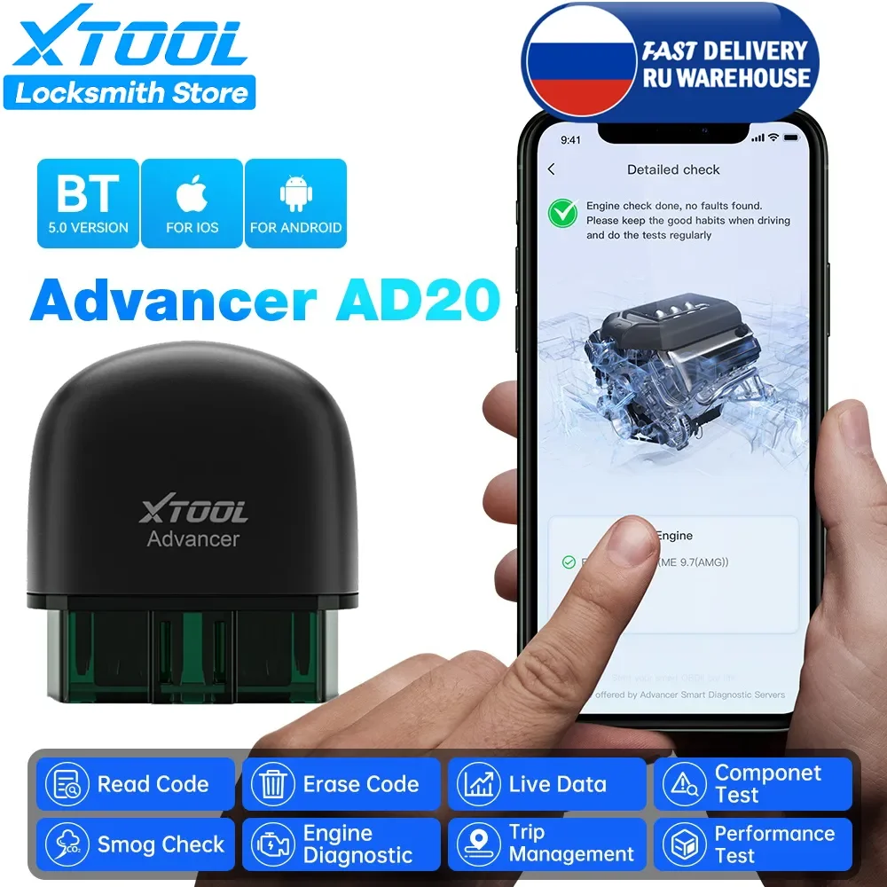 Новинка 2023 г., сканер кодов XTOOL AD20 advмант OBD2, диагностические инструменты для автомобильного двигателя, Android /IOS, лучше, чем ELM327/AD10 обновления