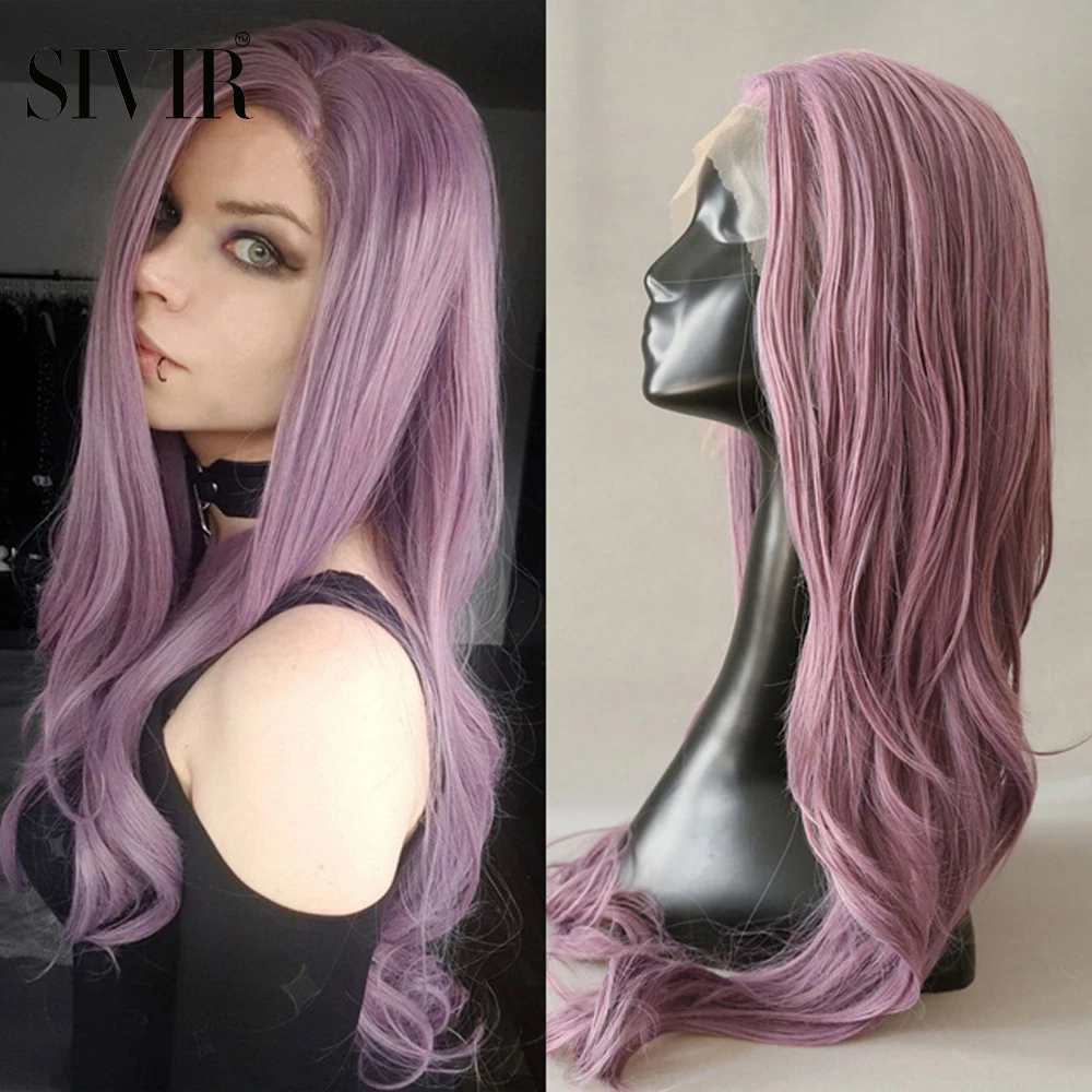 

Sivir Long/short wavy Synthetic wigs For Women Pink Purple Color Party/Daily/Cosplay Part Lace wig High Temperature Fiber