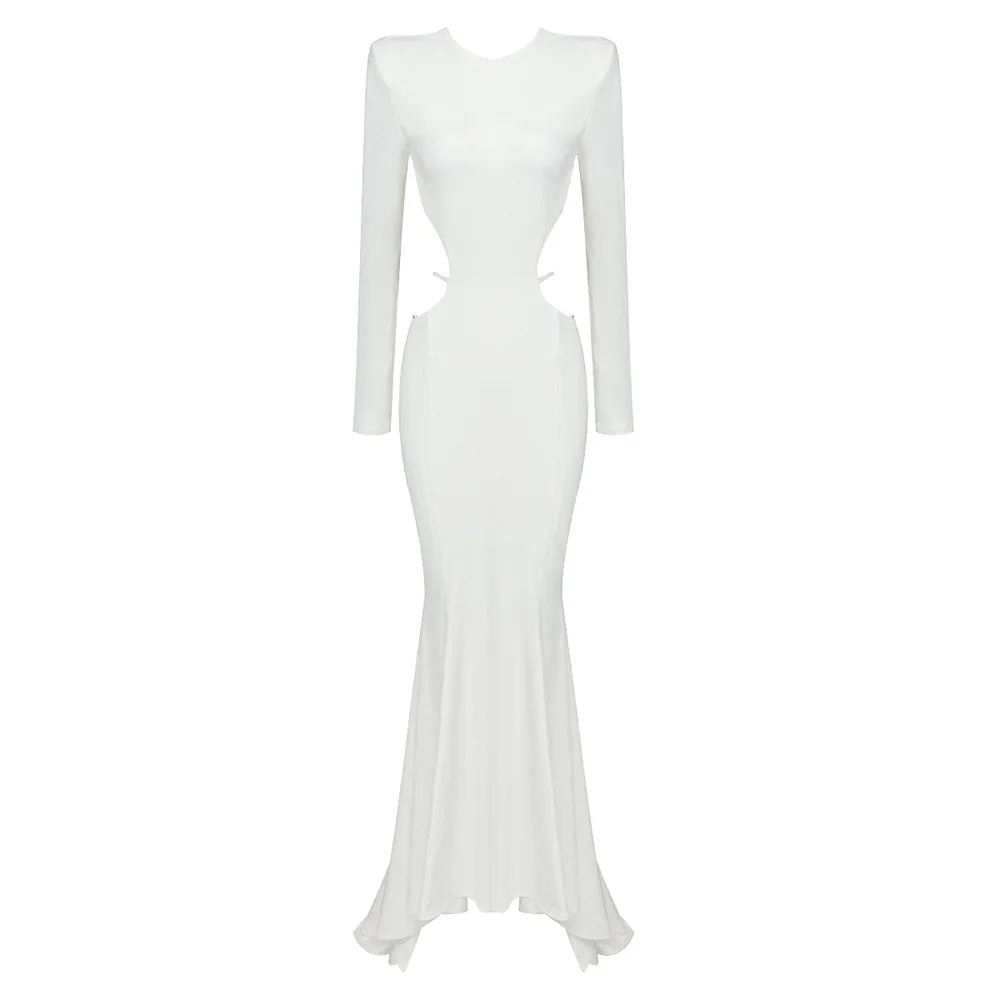 

2023 New Elegant Fashion Dress Women Sexy Backless Long Sleeve Clothes Club Party Celebrity Long Dresses