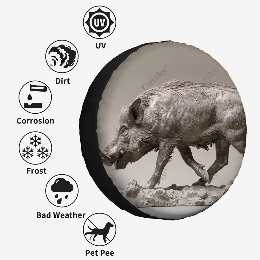 Универсальный автомобильный чехол для запасного колеса с принтом дикого кабана