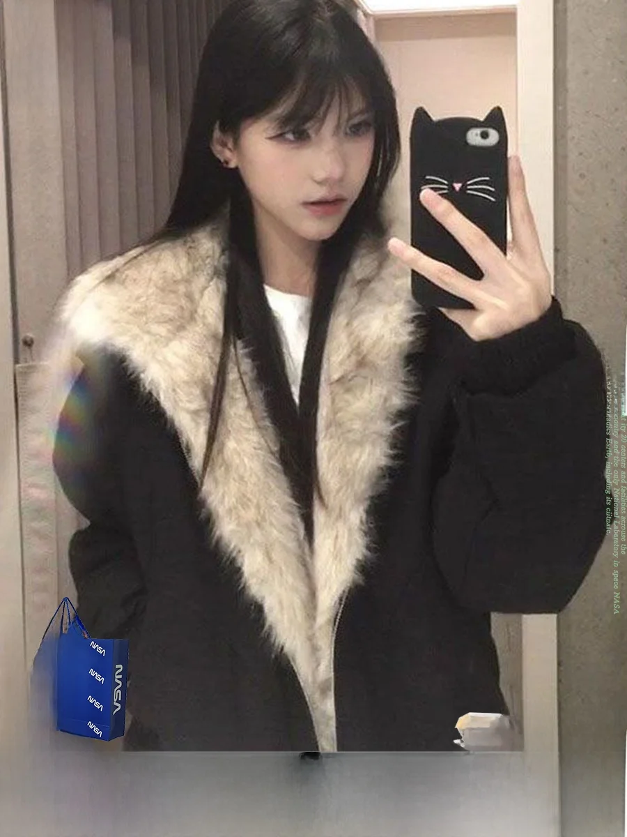  Американская плюшевая куртка с капюшоном на хлопковой подкладке. Верхняя