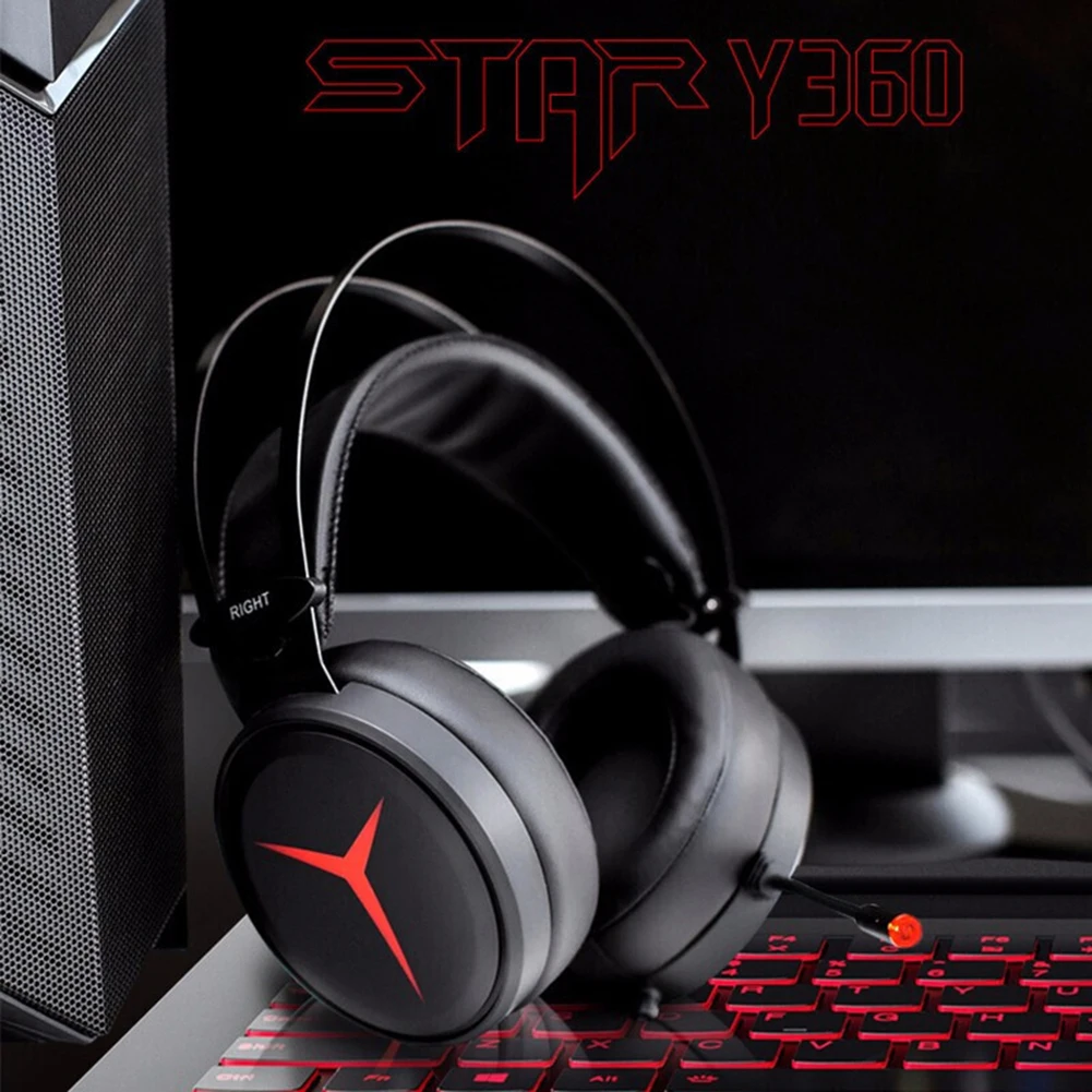 

Проводная игровая гарнитура Lenovo Star Y360, геймерские Накладные наушники для ПК с микрофоном, наушники для ПК, компьютерные наушники