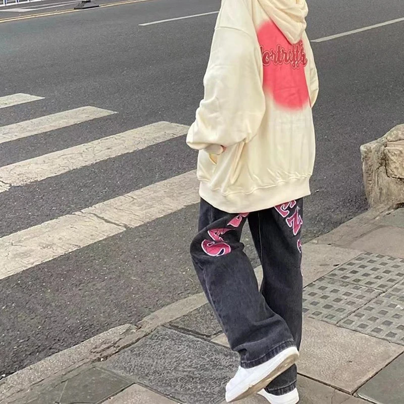 

Ins streetwear letter printing loose boyfriend casual straight pants female wide leg pants women trousers harajuku sweatpants