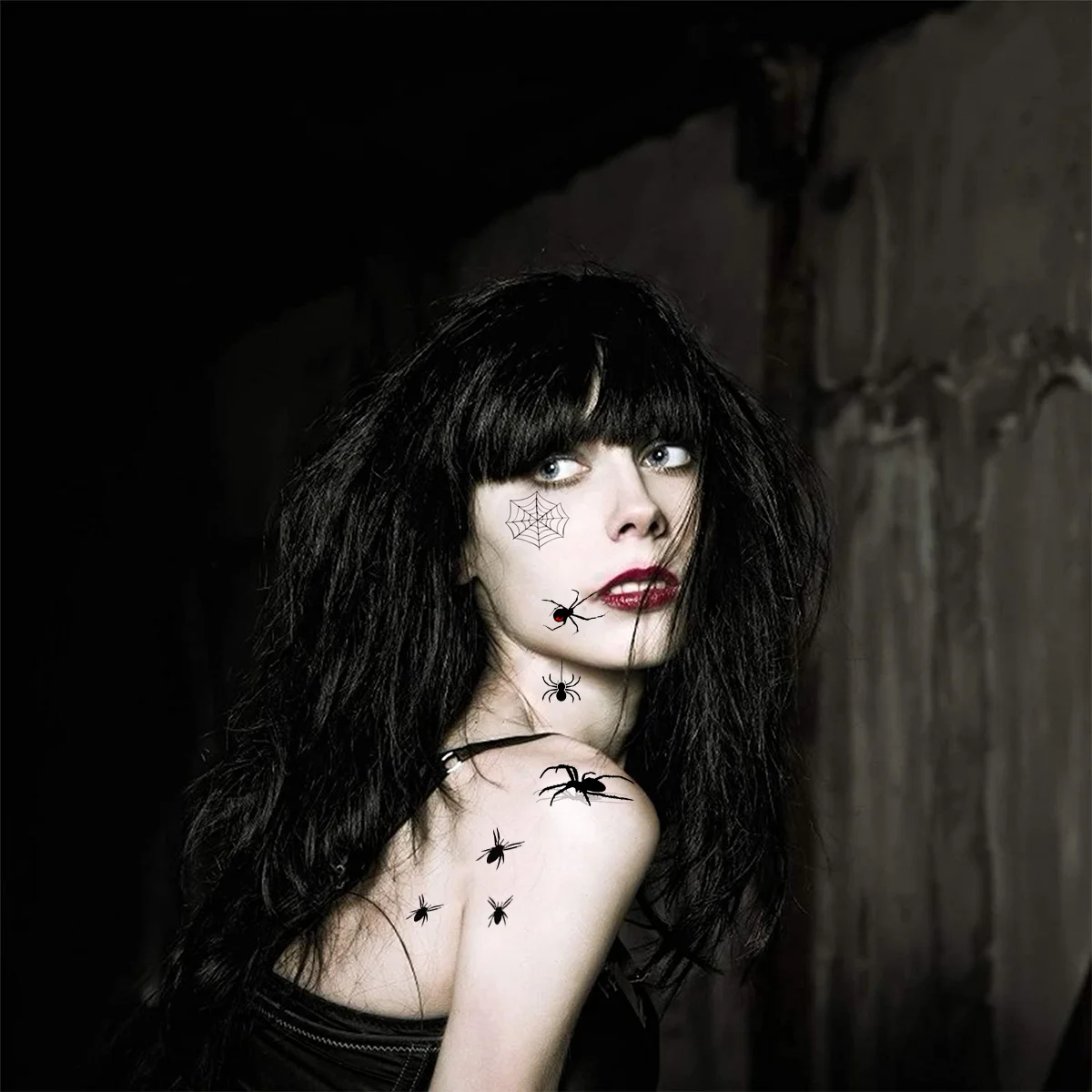 

12 Sheets Halloween Party Carnival Spider Web Body Stickers Tattoos Cosplay Prop