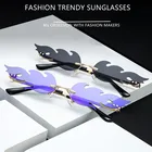 Солнцезащитные очки мужские и женские, без оправы, с волнистыми линзами, с защитой от ультрафиолета UV 400, роскошные узкие солнцезащитные очки, аксессуары для велоспорта