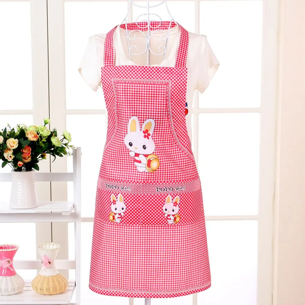 

Rabbit With Double Pocket Hang Neck Sleeveless Cooking Apron Kitchen Supplies For Adults Lady Women Household Cleaning Aprons