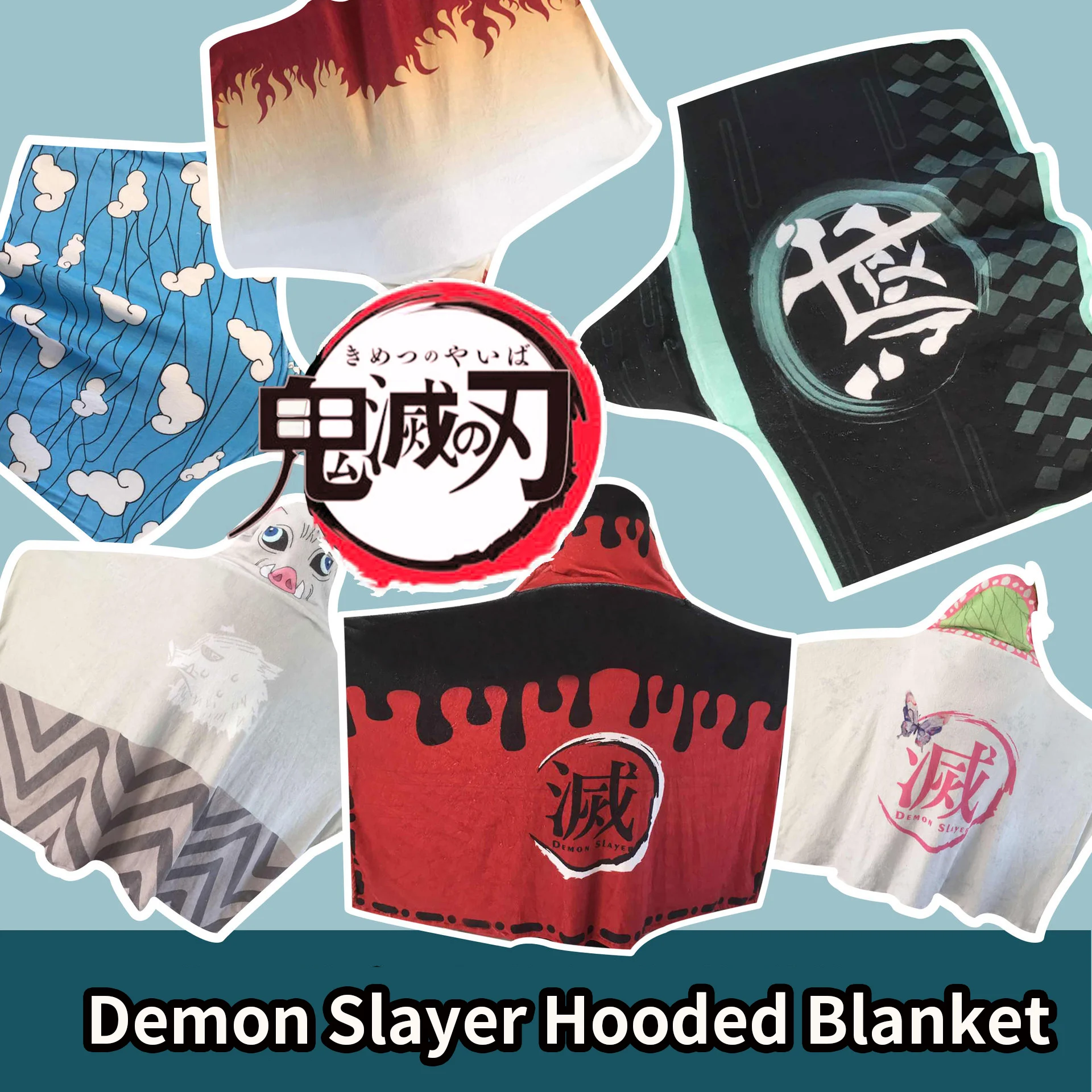 

Anime Demon Slayer Hooded Blanket Kimetsu No Yaiba Cosplay Cloak Cape Flannel Blanket Hoodie Shawl Fans Gift Costume Props