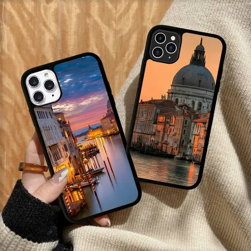 

Italy venice landscape Phone Case Silicone PC+TPU Case for iPhone 11 12 13 Pro Max 8 7 6 Plus X SE XR Hard Fundas