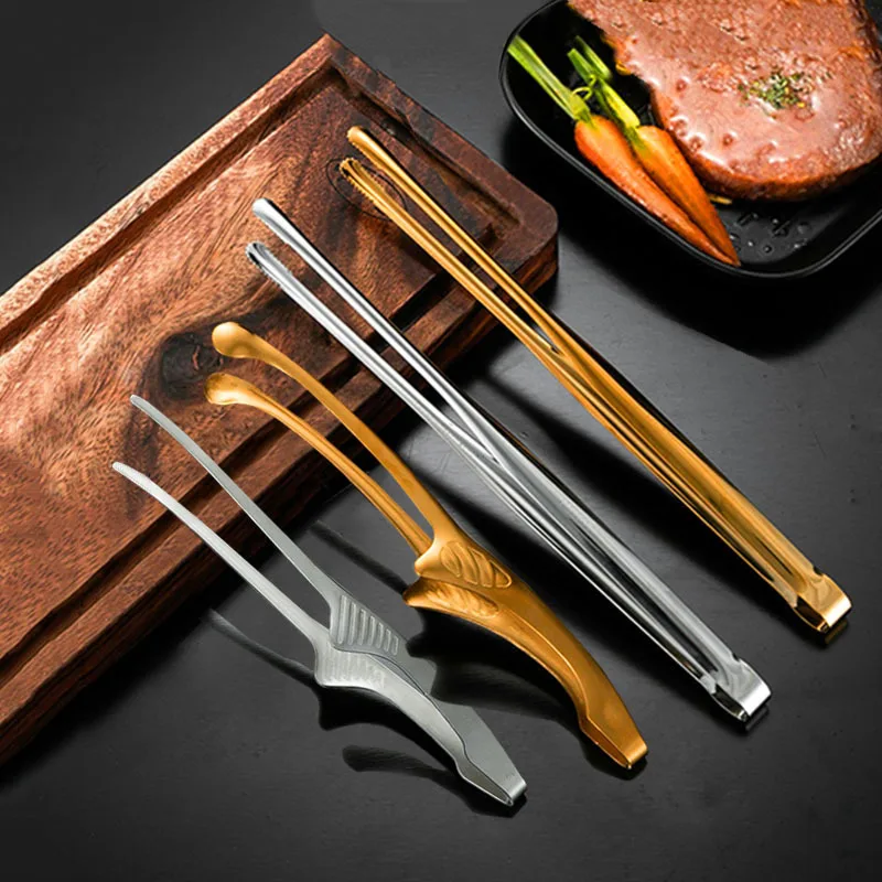 

Stainless Steel Cooking Accessories Food Pliers Barbecue Supplies Silver Long BBQ Tongs Straight Tweezers Food Clip