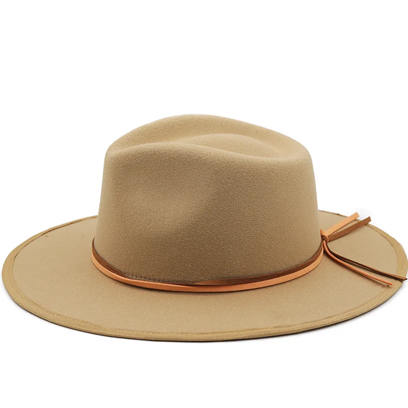 Simple Wool Women Fedora Hat wide brim hats Elegant Lady Gangster Trilby Felt Homburg Church Jazz Hat Men cowboy hats