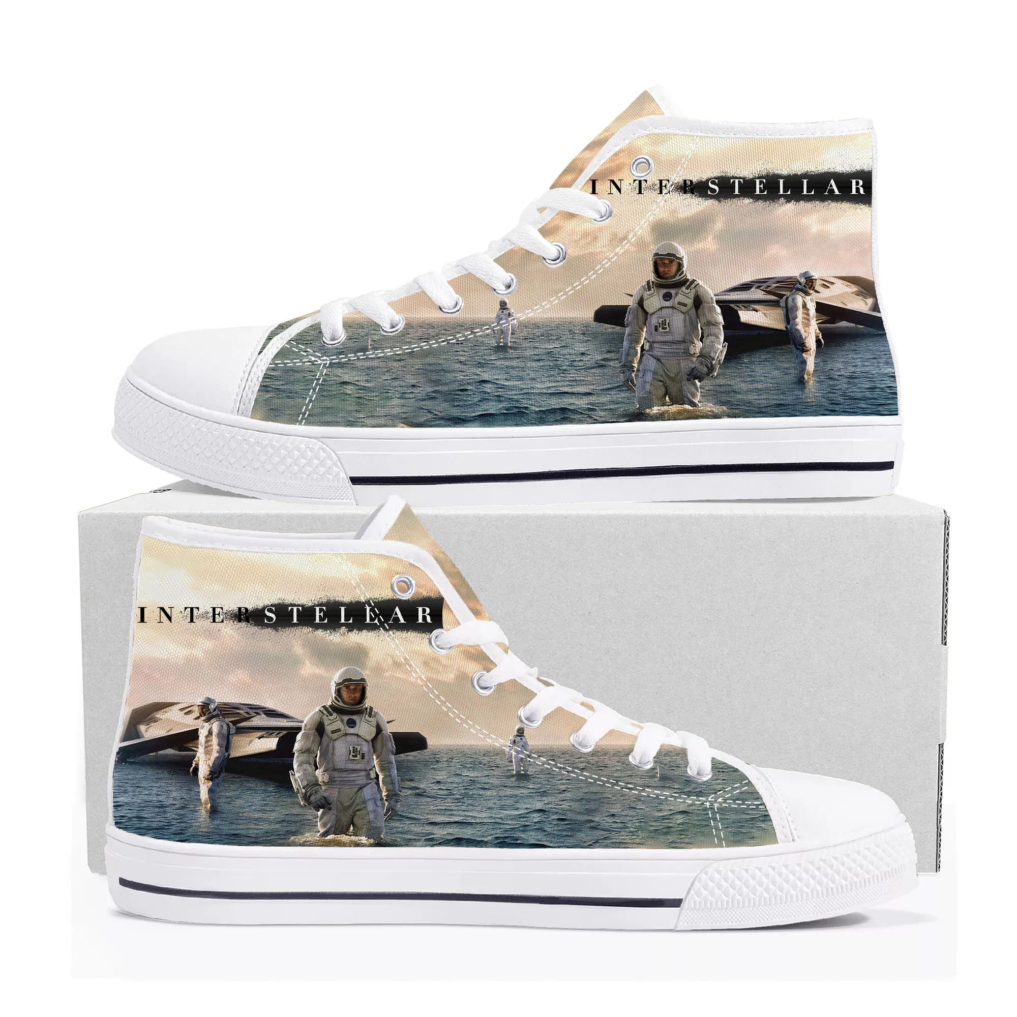 

Interstellar Science Fiction Film wormhole High Top Sneakers Mens Womens Teenager Canvas Sneaker Casual Custom Made Shoes