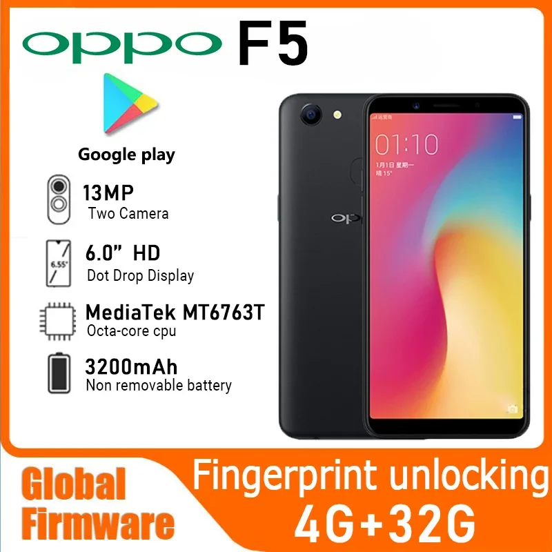 Смартфон OPPO F5 глобальная прошивка ОЗУ 4 ГБ ПЗУ 32 6 дюймов 3200 мАч аккумулятор MediaTek