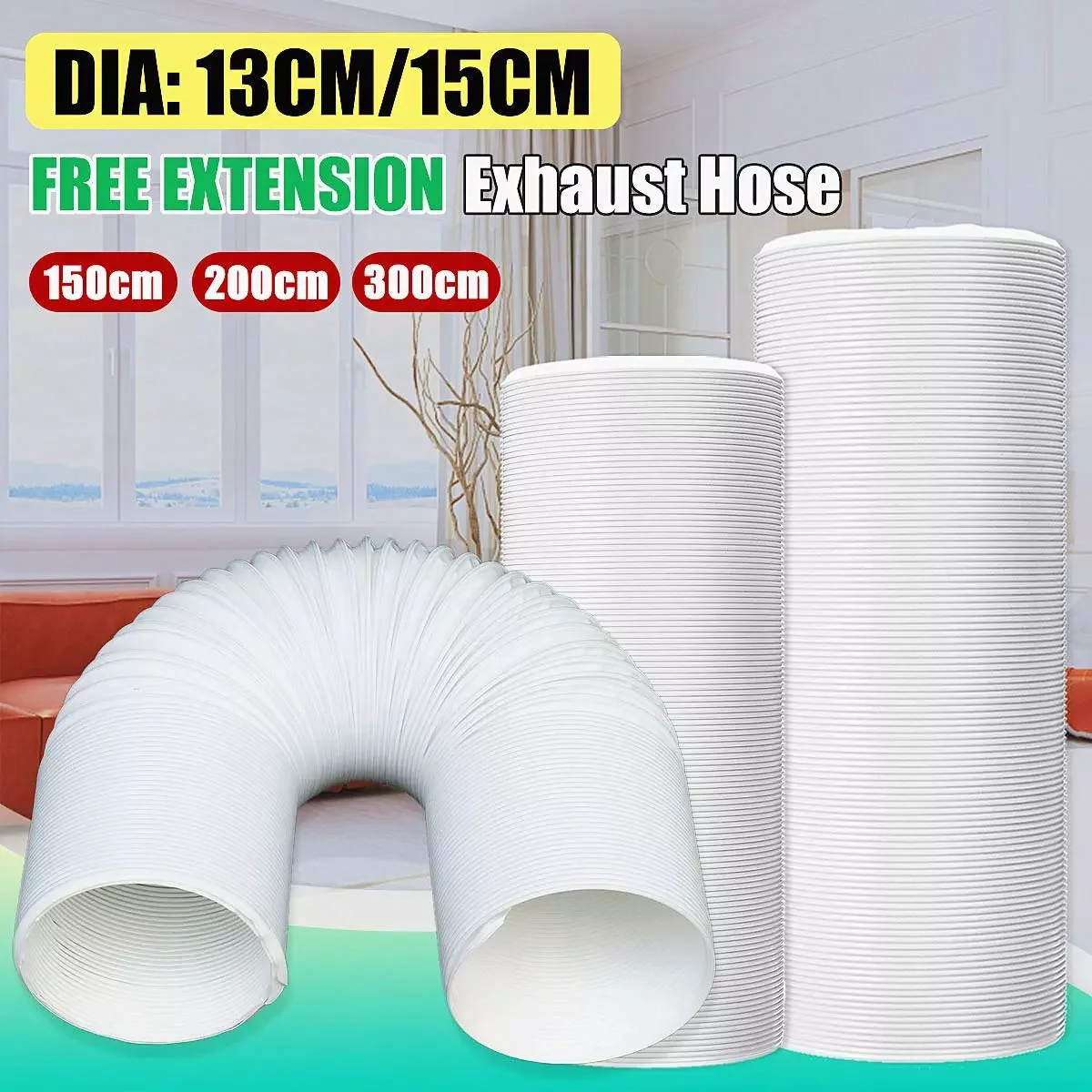 

NEW2023 130/150mm 1.5m/2m/ Air Vent Ducting Flexible Ventilation Ducting Exhaust Outlet Hose Pipe For Mobile Portable Air Condit