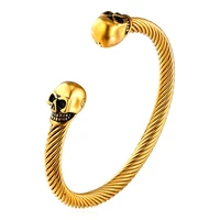 collare retro punk skull bracelet stainless steel gothic bracelets bangles gold color cuff bracelets wholesale jewelry h161